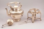 bouillotte, silver, 800 standard, 2027.40 g, teapot 1264.60 g + base 580.10 g + burner device 182.70...