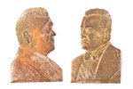 2 uzlikas: Kārlis Ulmanis un Jānis Balodis, metāls, Latvija, 20 gs. 20-30tie gadi, 20 gs. 30-40tie g...