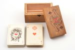 set of playing cards, 2 sets (36 + 36 pcs.), Latvia, 20-30ties of 20th cent., in a wooden box, box s...
