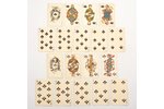 set of playing cards, 2 sets (36 + 36 pcs.), Latvia, 20-30ties of 20th cent., in a wooden box, box s...