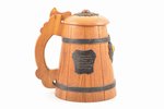 beer mug, silver, 830 standard, wood, amber, h 19.6 cm, the 50ies of 20th cent., Latvia, USSR...