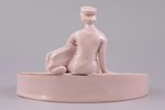 ashtray, "Girl in traditional costume", porcelain (pink color mass), M.S. Kuznetsov manufactory, Rig...