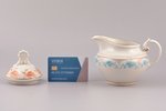 cream jug and lid, from service "Laima", porcelain, Rīga porcelain factory, Riga (Latvia), USSR, 195...