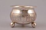 saltcellar with spoon for salt, silver, 84 standart, engraving, 1882, total weight of items 38.95g,...