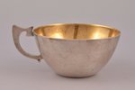 tea pair, silver, 875 standard, total weight of items 160.45, gilding, h (cup, with handle) 4.7 cm,...