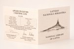 1 лат, 2002 г., Латвийская национальная библиотека, серебро, Латвия, 31.47 г, Ø 38.61 мм, Proof, в ф...