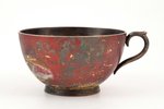 teacup, silver, "Troika", 84 standard, 83.90 g, painted enamel, h 4.2 cm, workshop of Vasiliy Kangin...