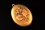 pendant-brooch, gold, 56 standard, 10.46 g., the item's dimensions 4.5 x 3.2 cm, emerald, Russia...