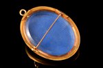 pendant-brooch, gold, 56 standard, 10.46 g., the item's dimensions 4.5 x 3.2 cm, emerald, Russia...