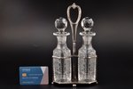 oil and vinegar cruet set, silver, 84 standard, weight of silver stand 177.10, glass, h 24 cm, 1880-...
