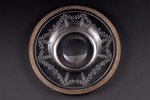 set, silver, 950 standard, weight of silver lid 84.55, gilding, glass, plate-tray Ø 17.4 cm, France...