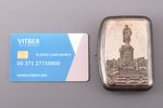 табакерка, серебро, "Памятник Пушкину", 84 проба, 87.80 г, чернение, 8.4 x 6.2 x 2.6 см, мастерская...