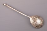 spoon, silver, 84 standard, 66.90 g, niello enamel, 19 cm, 1873, Moscow, Russia...
