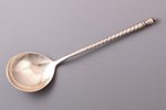 spoon, silver, 84 standard, 66.90 g, niello enamel, 19 cm, 1873, Moscow, Russia...