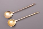 pair of coffee spoons, silver, 84 standard, total weight of items 27.30, niello enamel, gilding, 11....