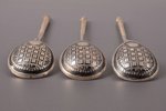 set of 3 teaspoons, silver, 84 standard, total weight of items 52.25, niello enamel, 13.1 cm, by Gur...