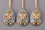 set of 5 coffee spoons, silver, 84 standard, total weight of items 79.35, cloisonne enamel, 11.4 cm,...