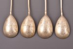 set of 4 dessert spoons, silver, 84 standard, total weight of items 94.25, engraving, 14.8 cm, by Ni...