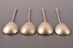 set of 4 dessert spoons, silver, 84 standard, total weight of items 94.25, engraving, 14.8 cm, by Ni...