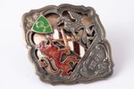 badge, Frontier troops, Latvia, 20-30ies of 20th cent., 49.5 x 42.5 mm, defect of the red enamel...