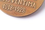 medal, 10th Anniversary of Independance of Lithuania, Lithuania, 1928, 39.4 x 36 mm...