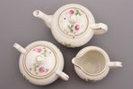 set, items from service "Bitīte": teapot, sugar bowl, cream jug, 2 tea pairs, 2 cups, porcelain, Rīg...