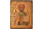 икона, Святитель Николай Чудотворец, доска, живопись на золоте, Российская империя, 17.5 x 14 x 1.8...