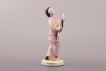 figurine, A Chinese Woman with a Fan, porcelain, USSR, Gzhel, the 70-80ies of 20th cent., h 11.5 cm...