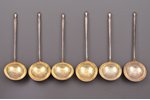 set of 6 spoons, silver, 84 standard, total weight of items 275.75, gilding, 17.1 cm, 1908-1917, St....