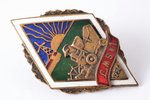 school badge, LMSN1, Latvia, USSR, 1954?, 39.9 x 24 mm...