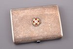 cigarette case, silver, Order of Saint Stanislaus, 84 standard, 186.40 g, enamel, gold, 10.7 x 8.2 x...