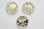 3 rubles, 1988-1991, set of 3 coins: 1000th Anniversary of Ancient Russian Minting - Vladimir's sreb...
