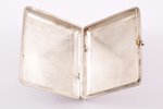 портсигар, серебро, 84 проба, 151.60 г, штихельная резьба, 9.2 x 8.3 x 1.8 см, Вильгельм Габю, 1880-...