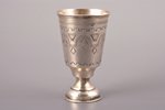 little glass, silver, 84 standard, 38.40 g, engraving, h 8.2 cm, 1887, Moscow, Russia...