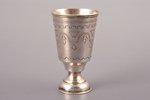 little glass, silver, 84 standard, 38.40 g, engraving, h 8.2 cm, 1887, Moscow, Russia...
