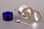 saltcellar, spoon for salt, silver, 925 standard, weight of saltcellar without glass insert 59.60, w...