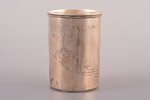 goblet, silver, Art Nouveau, 84 standard, 59.8 g, engraving, 7.3 cm, 1908-1917, Moscow, Russia...