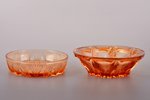 set of 2 candy-bowls, Iļģuciems glass factory, Latvia, the 20-30ties of 20th cent., Ø 15 / 13.4 cm...