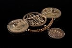 broša, "Viļņa", no 10 kopeiku monētām un žetona "Wilnoer Wappen", sudraba billons (500), 6.92 g., iz...