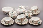 reta kolekcionējama tējas servīze "Ziedoša irbene" (6 personām); forma "apaļa"; virsglazūras, polihr...