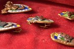 set, 7 badges, Hunters' society of Romania (AGVPS Romania), bronze, guilding, silver plate, enamel,...