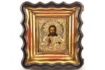 ikona, Jēzus Kristus Pantokrators, rāmī, dēlis, gleznojums, metāls, Krievijas impērija, 13.7 x 11.1...