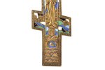 крест, Распятие Христово, "забор", медный сплав, 5-цветная эмаль, Российская империя, 25.2 x 14.1 x...