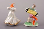 pair of figurines, Russian dance, USSR, DZ Dulevo, molder - Asta Brzhezitckaya, the 50-60ies of 20th...