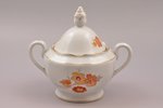 sugar-bowl, porcelain, M.S. Kuznetsov manufactory, Riga (Latvia), 1934-1936, h (with lid) 15.5 cm...