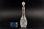 carafe, silver, 875 standard, crystal, h (with stopper) 29.5 cm, the 20ties of 20th cent., Latvia...