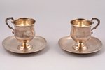 set of 2 tea pairs, silver, 84 standard, total weight of items 323.45, engraving, h (cup) 8.5 cm, Ø...