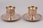 set of 2 tea pairs, silver, 84 standard, total weight of items 323.45, engraving, h (cup) 8.5 cm, Ø...