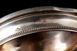 case, silver, 950 standard, weight of lid 56.45, glass, Ø 11.5 cm, France, chips on the edge of case...