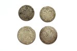 komplekts, 1836 g., 4 monētas: 10 groši (1831, 182?), 5 groši (1822, 18??), sudrabs, Krievijas Impēr...